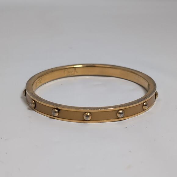 Coach Signature Studded Gold Tone Bangle - Picture 1 of 4